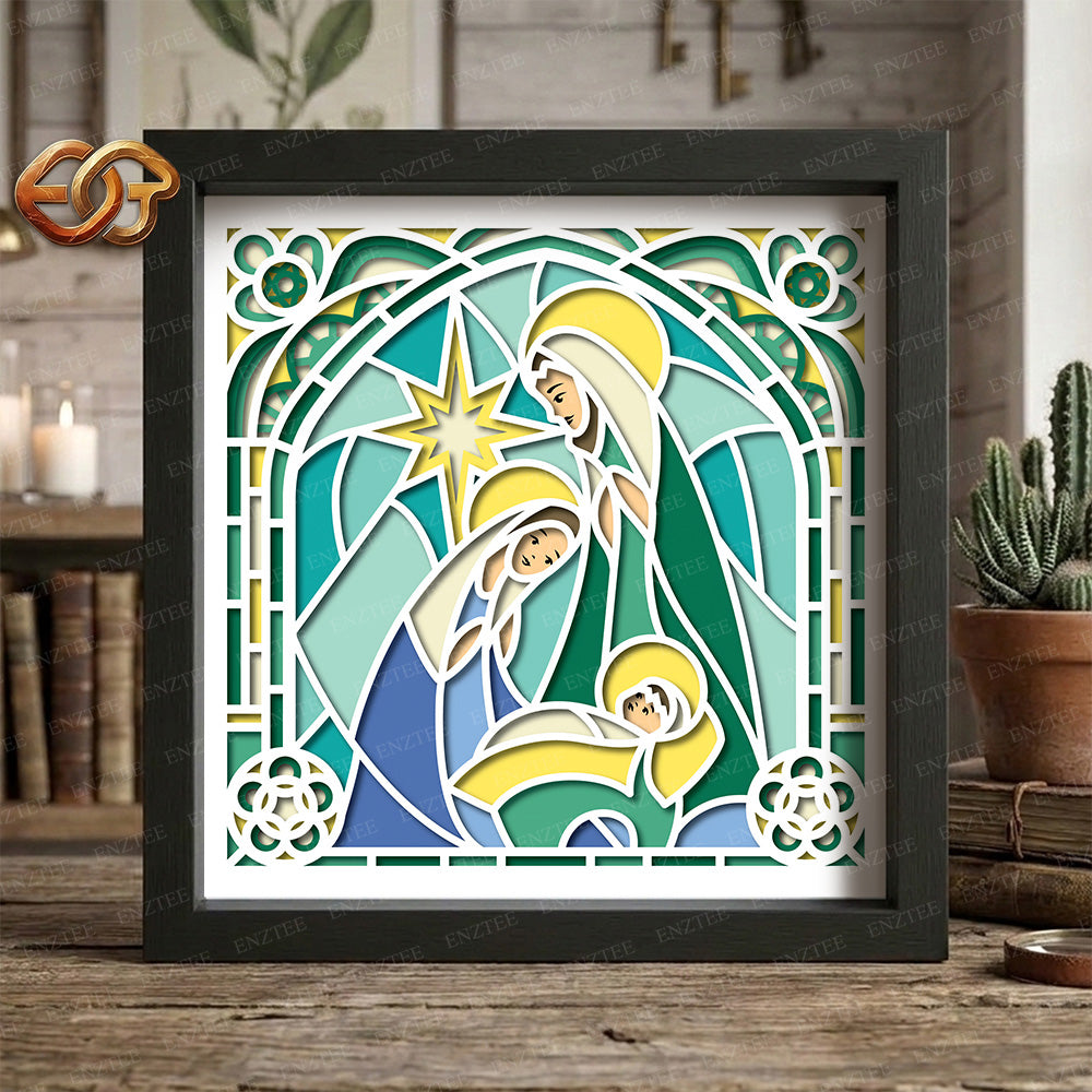 Nativity Scene Shadow Box SVG for Cricut | 3D Layered SVG Paper Cut Light Template 2