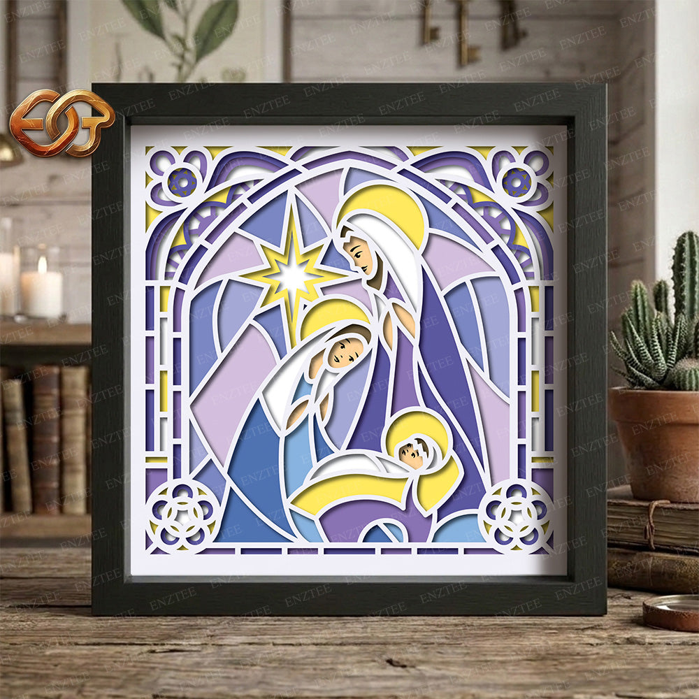 Nativity Scene Shadow Box SVG for Cricut | 3D Layered SVG Paper Cut Light Template 2
