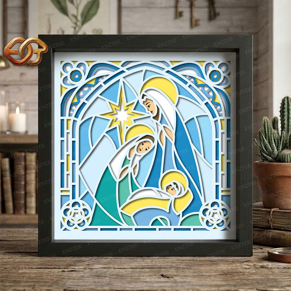 Nativity Scene Shadow Box SVG for Cricut | 3D Layered SVG Paper Cut Light Template 2