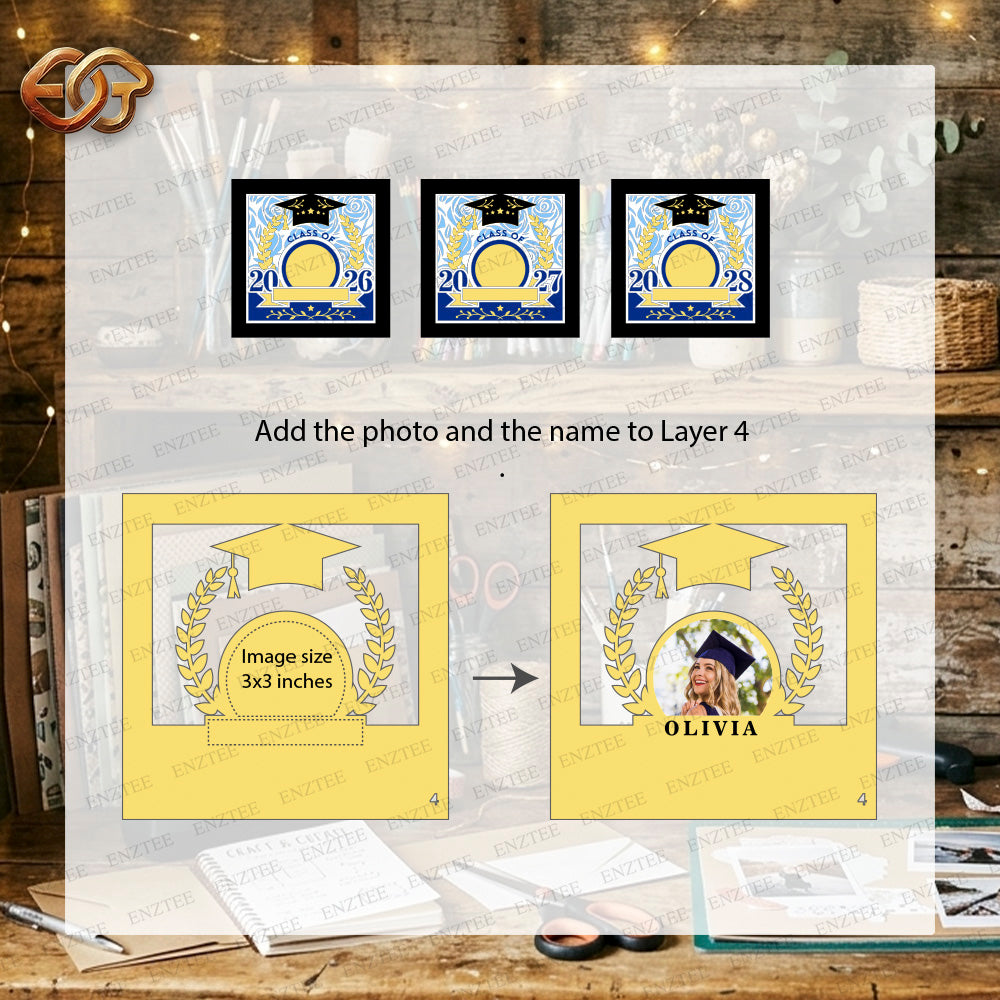 Graduation Shadow Box SVG for Cricut | 3D Layered SVG Paper Cut Light Template 2