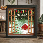 Christmas Village Shadow Box SVG for Cricut | 3D Layered SVG Paper Cut Light Template 2