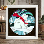 Christmas Polar Bear Shadow Box SVG for Cricut | 3D Layered SVG Paper Cut Light Template