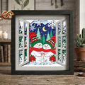 Christmas Snowman Shadow Box SVG for Cricut | 3D Layered SVG Paper Cut Light Template 3