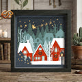 Christmas Village Shadow Box SVG for Cricut | 3D Layered SVG Paper Cut Light Template 1