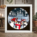 Christmas Penguins Shadow Box SVG for Cricut | 3D Layered SVG Paper Cut Light Template
