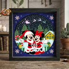 Christmas Mouse Couple Shadow Box SVG for Cricut | 3D Layered SVG Paper Cut Light Template 4