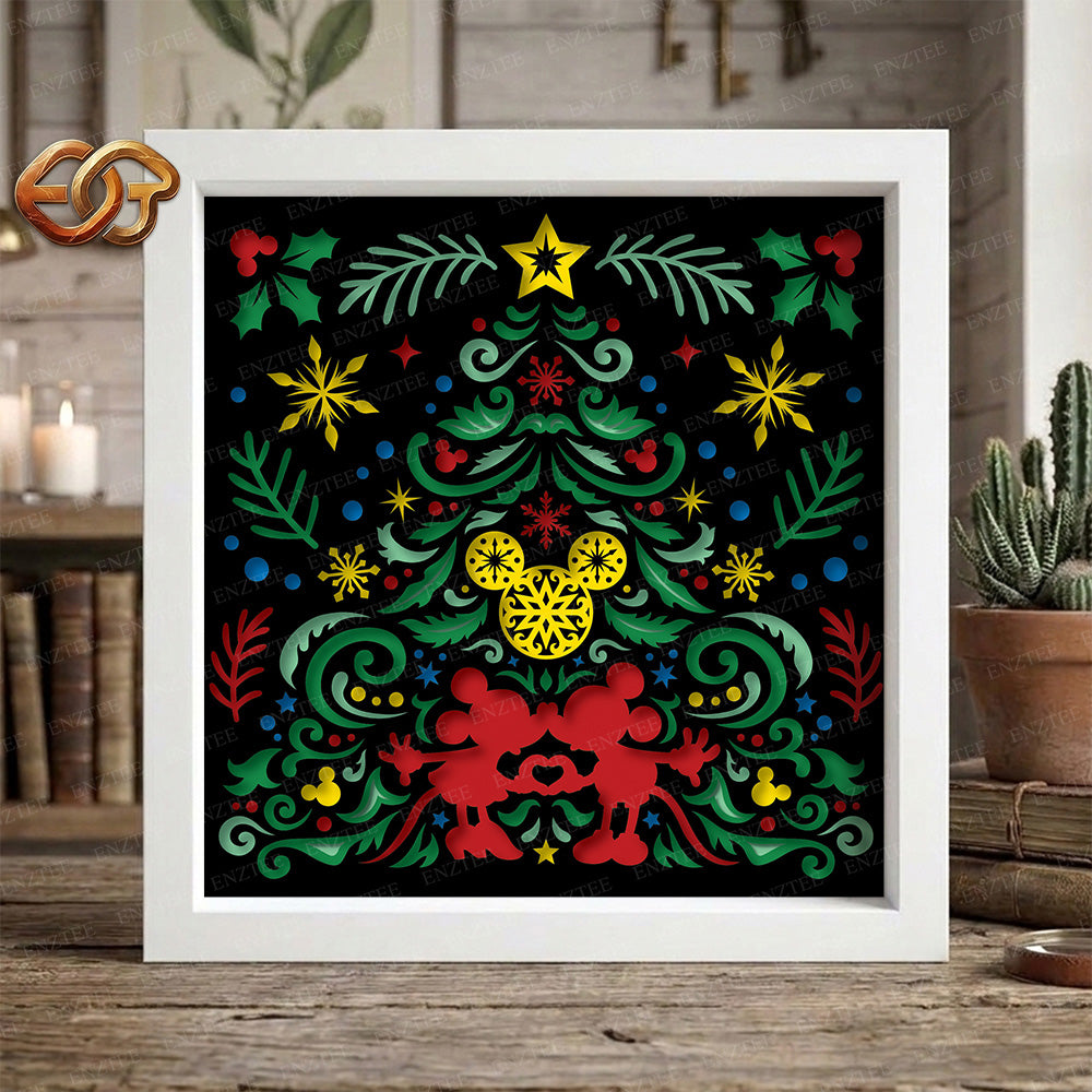 Winter Mouse Shadow Box SVG for Cricut | 3D Layered SVG Paper Cut Light Template 2