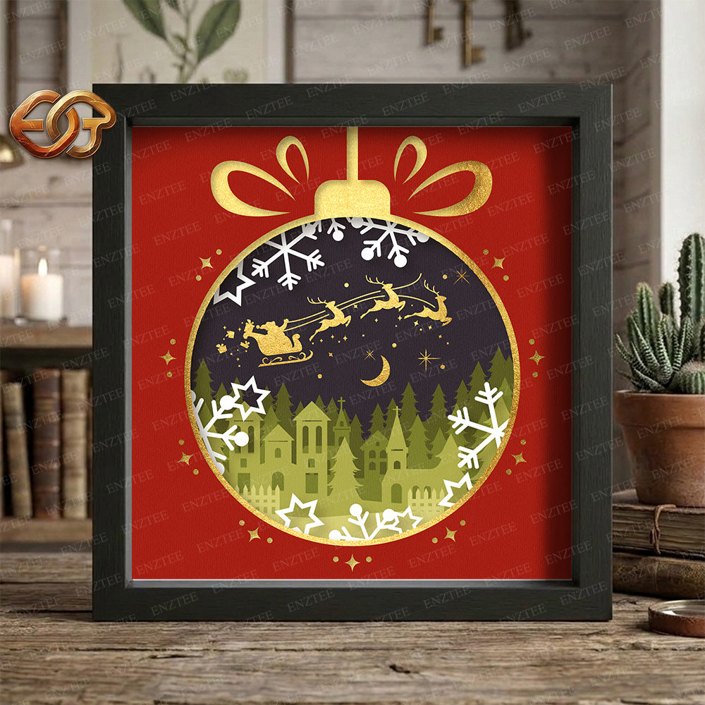Christmas Snowball Shadow Box SVG for Cricut | 3D Layered SVG Paper Cut Light Box Template