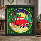 Christmas Truck Shadow Box SVG for Cricut | 3D Layered SVG Paper Cut Light Template 1
