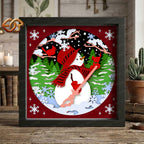 Christmas Snowman Shadow Box SVG for Cricut | 3D Layered SVG Paper Cut Light Template 4