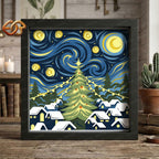 Christmas Village Shadow Box SVG for Cricut | 3D Layered SVG Paper Cut Light Template 4