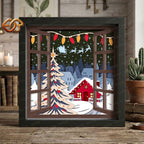 Christmas Village Shadow Box SVG for Cricut | 3D Layered SVG Paper Cut Light Template 2