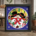 Christmas Snowman Shadow Box SVG for Cricut | 3D Layered SVG Paper Cut Light Template 1