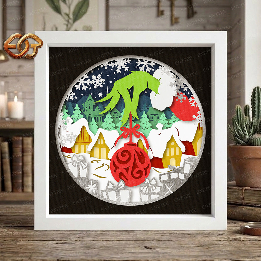 Christmas Village Shadow Box SVG for Cricut | 3D Layered SVG Paper Cut Light Template 3