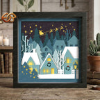 Christmas Village Shadow Box SVG for Cricut | 3D Layered SVG Paper Cut Light Template 1