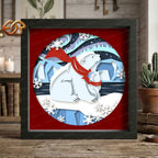 Christmas Polar Bear Shadow Box SVG for Cricut | 3D Layered SVG Paper Cut Light Template