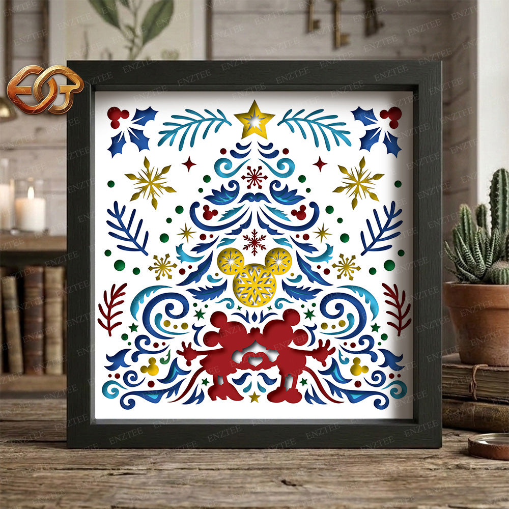 Winter Mouse Shadow Box SVG for Cricut | 3D Layered SVG Paper Cut Light Template 2