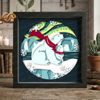 Christmas Polar Bear Shadow Box SVG for Cricut | 3D Layered SVG Paper Cut Light Template