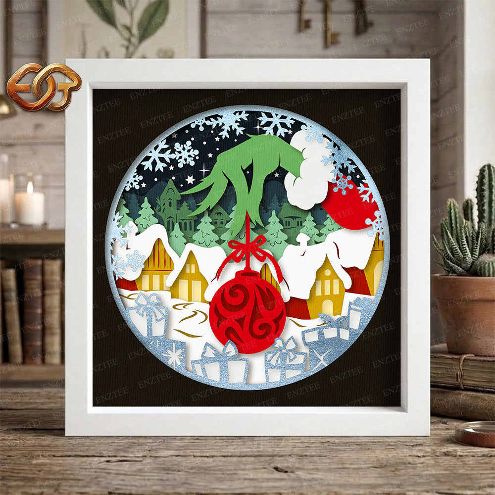 Christmas Village Shadow Box SVG for Cricut | 3D Layered SVG Paper Cut Light Template 3