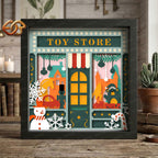 Christmas Store Shadow Box SVG for Cricut | 3D Layered SVG Paper Cut Light Template