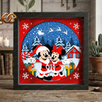 Christmas Mouse Couple Shadow Box SVG for Cricut | 3D Layered SVG Paper Cut Light Template 4
