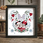 Winter Mouse Couple Shadow Box SVG for Cricut | 3D Layered SVG Paper Cut Light Template