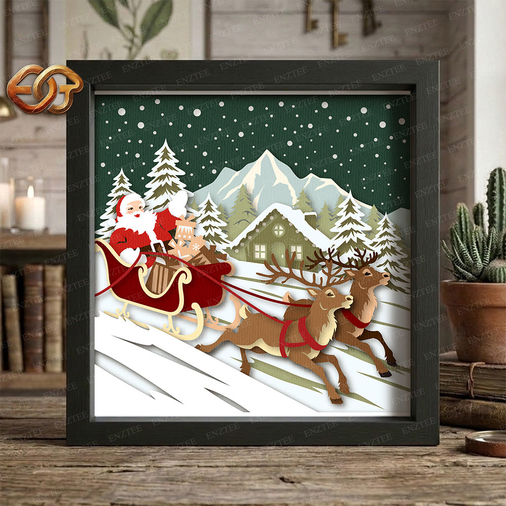 Santa Claus Shadow Box SVG for Cricut | 3D Layered SVG Paper Cut Light Template 5
