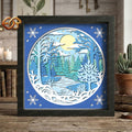Winter Landscape Shadow Box SVG for Cricut | 3D Layered SVG Paper Cut Light Template 1