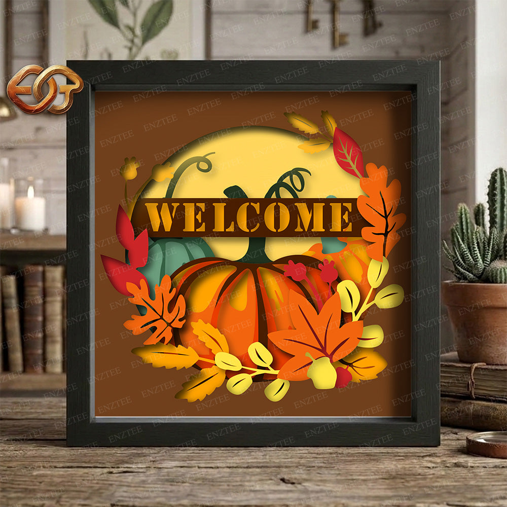 Pumpkin Shadow Box SVG for Cricut | 3D Layered SVG Paper Cut Light Template 1