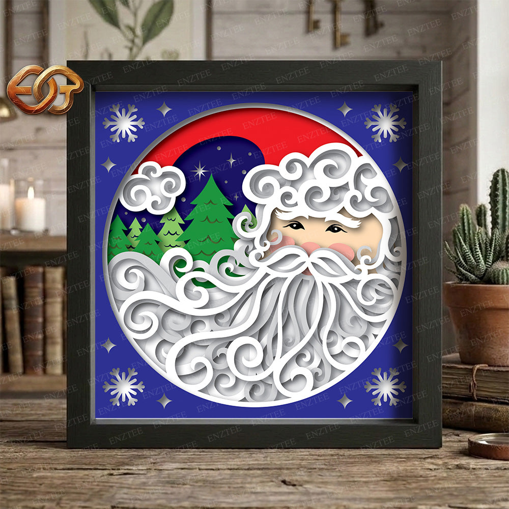 Santa Claus Shadow Box SVG for Cricut | 3D Layered SVG Paper Cut Light Template 1