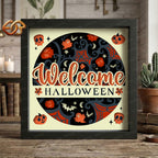 Welcome Halloween Shadow Box SVG for Cricut | 3D Layered SVG Paper Cut Light Template