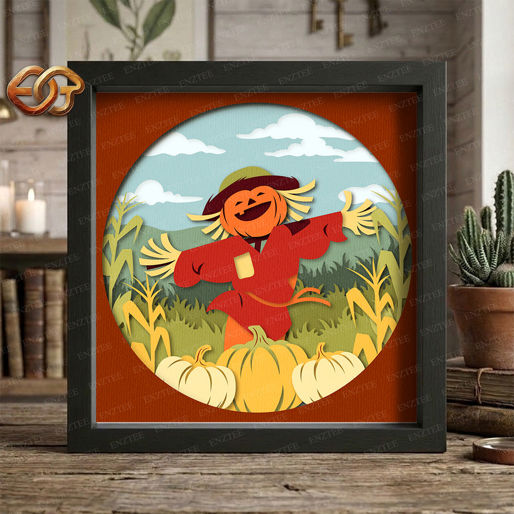 Scarecrow Shadow Box SVG for Cricut | 3D Layered SVG Paper Cut Light Template