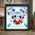 Happy Birthday Mouse Couple Shadow Box SVG for Cricut | 3D Layered SVG Paper Cut Light Template