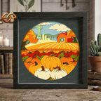 Pumpkin Farm Shadow Box SVG for Cricut | 3D Layered SVG Paper Cut Light Template