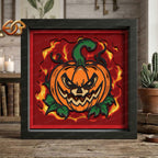 Pumpkin Fury Shadow Box SVG for Cricut | 3D Layered SVG Paper Cut Light Template
