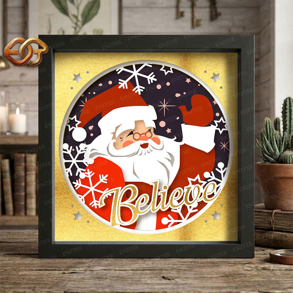 Santa Claus Shadow Box SVG for Cricut | 3D Layered SVG Paper Cut Light Template 2
