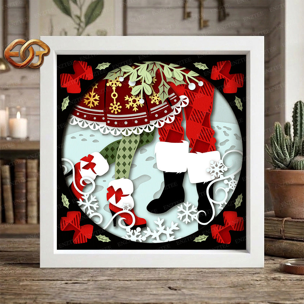 Mistletoe Shadow Box SVG for Cricut | 3D Layered SVG Paper Cut Light Template 2