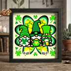 Lucky Gnomes Shadow Box SVG for Cricut | 3D Layered SVG Paper Cut Light Box Template