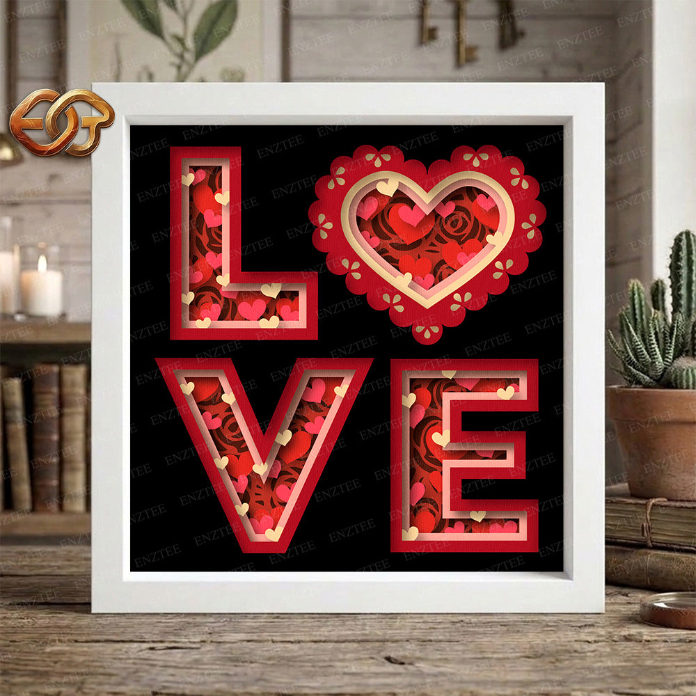 LOVE Shadow Box SVG for Cricut | 3D Layered SVG Paper Cut Light Box Template
