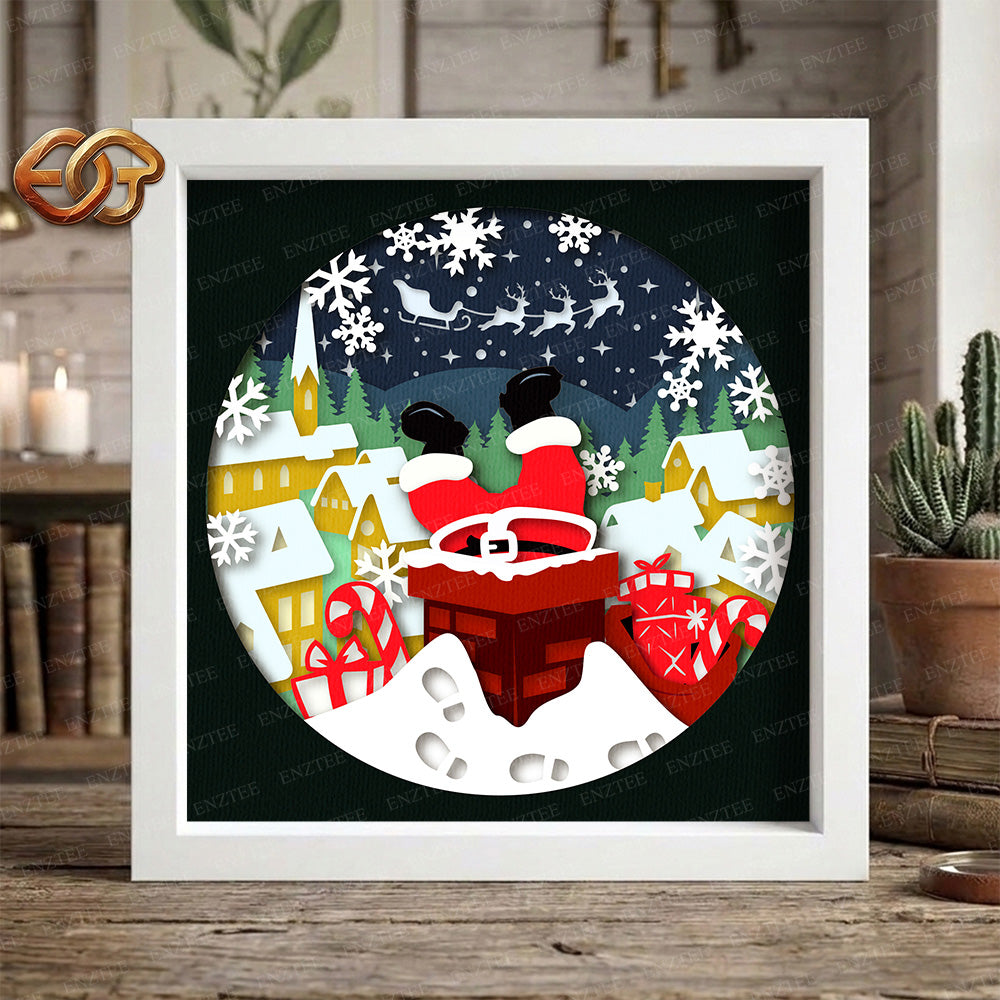 Santa Claus Shadow Box SVG for Cricut | 3D Layered SVG Paper Cut Light Template 4