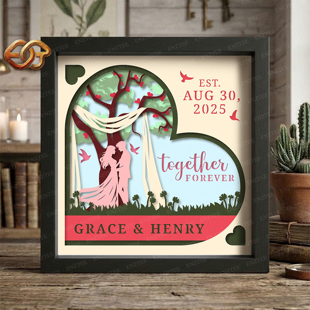 Personalized Wedding Tree Shadow Box SVG for Cricut | 3D Layered SVG Paper Cut Light Box Template