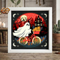 Spooky Bike Ride Shadow Box SVG for Cricut | 3D Layered SVG Paper Cut Light Template