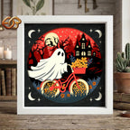 Spooky Bike Ride Shadow Box SVG for Cricut | 3D Layered SVG Paper Cut Light Template