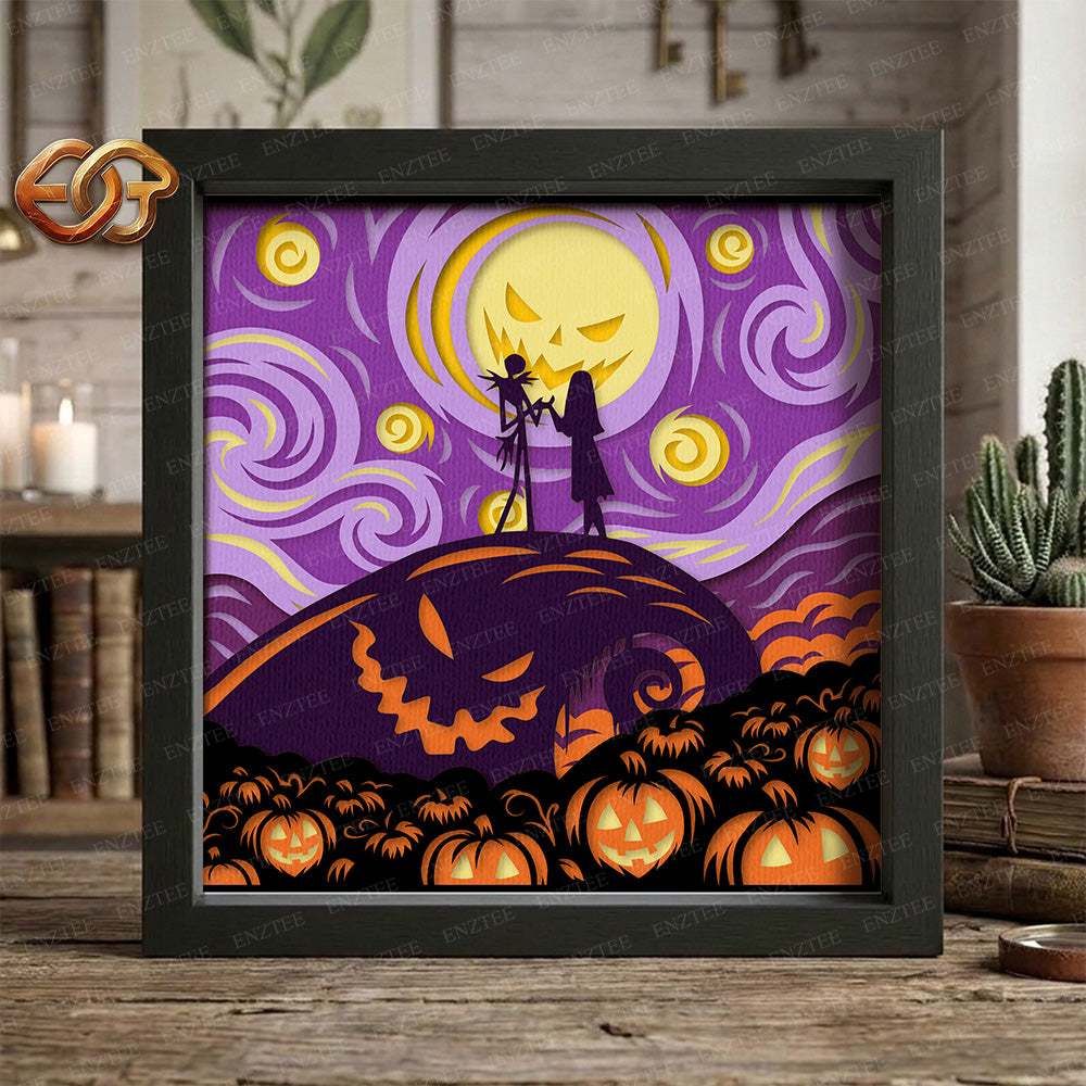 Starry Fright Shadow Box SVG for Cricut | 3D Layered SVG Paper Cut Light Template