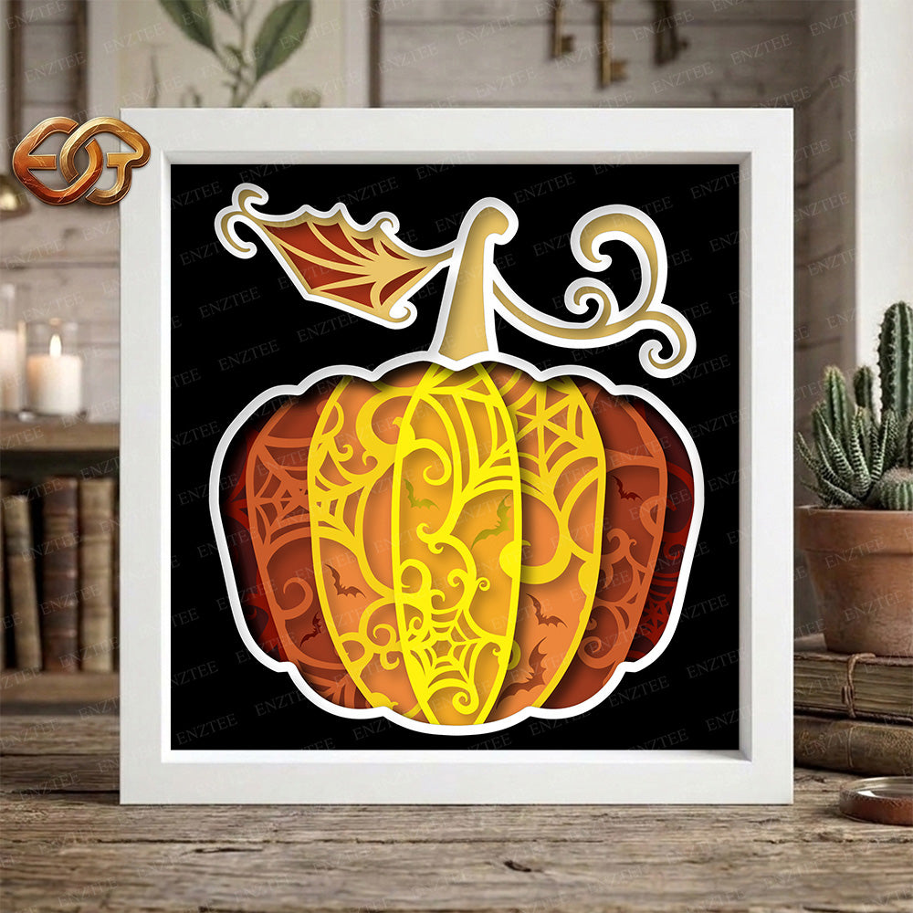 Pumpkin Shadow Box SVG for Cricut | 3D Layered SVG Paper Cut Light Template 2