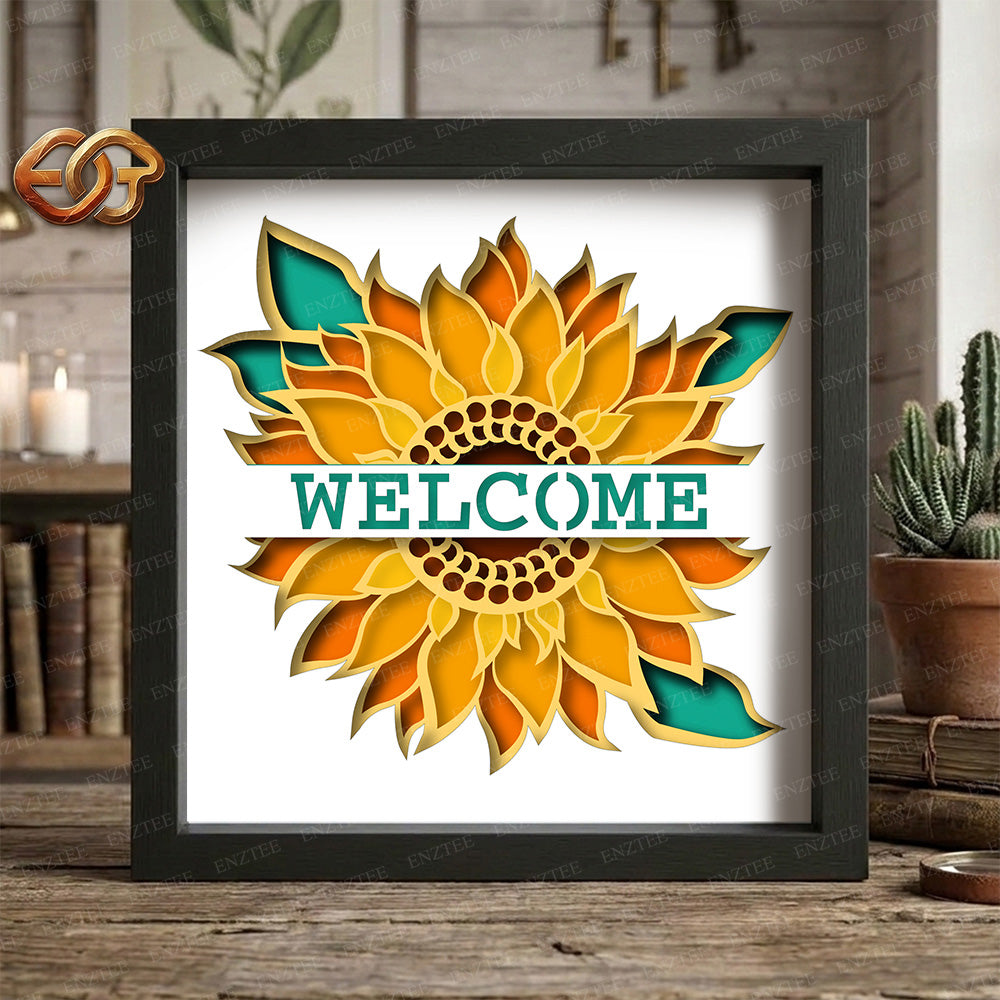 Sunflower Shadow Box SVG for Cricut | 3D Layered SVG Paper Cut Light Template