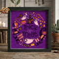 Trick or Treat Shadow Box SVG for Cricut | 3D Layered SVG Paper Cut Light Template 1