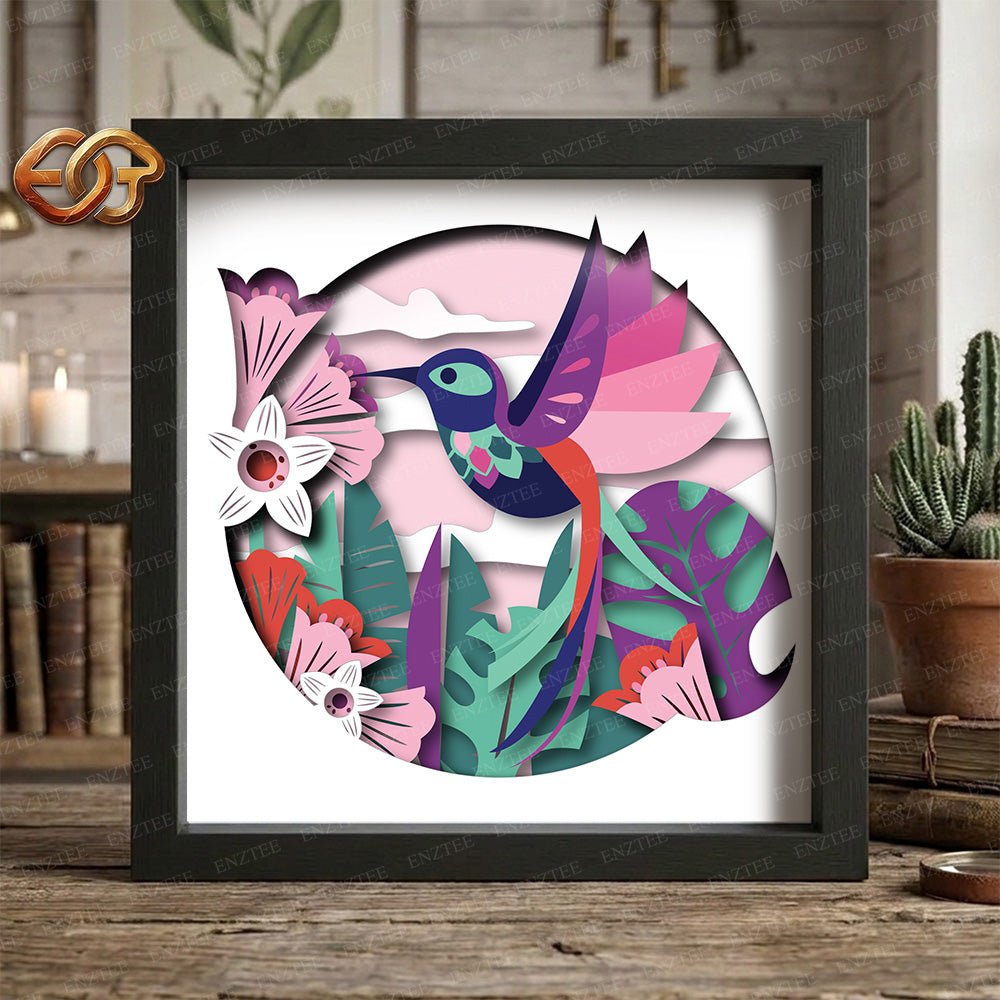 Hummingbird Shadow Box SVG for Cricut | 3D Layered SVG Paper Cut Light Template