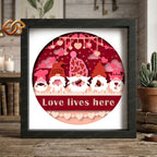 Valentine Gnome Shadow Box SVG for Cricut | 3D Layered SVG Paper Cut Light Box Template 1