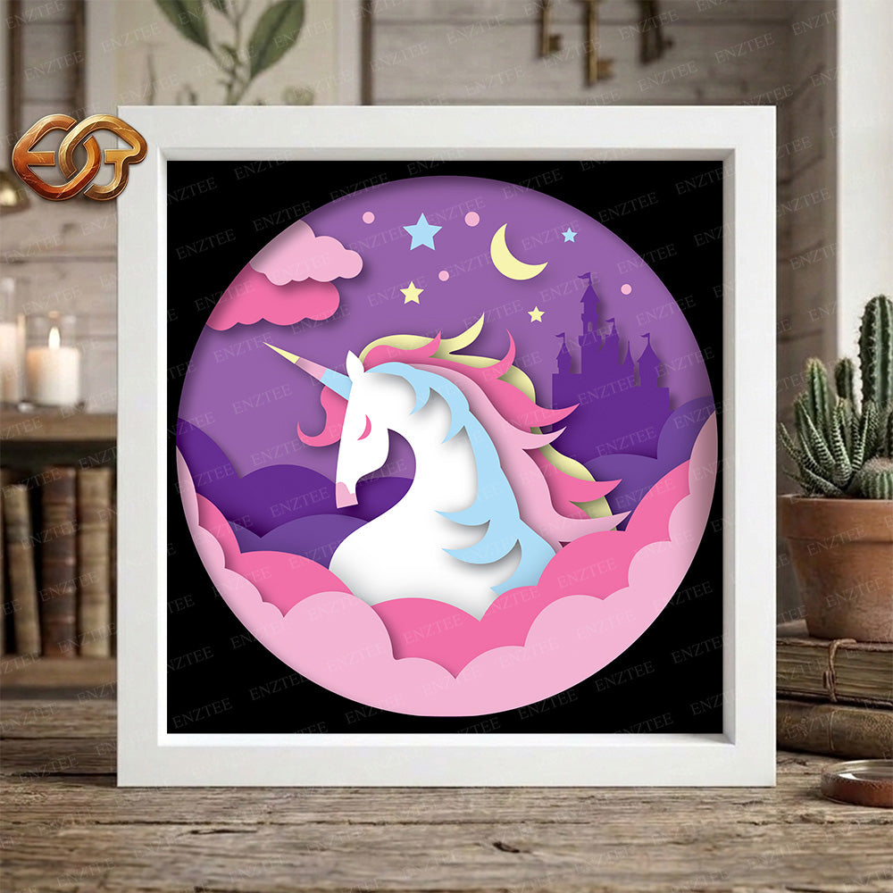Unicorn Shadow Box SVG for Cricut | 3D Layered SVG Paper Cut Light Template 1